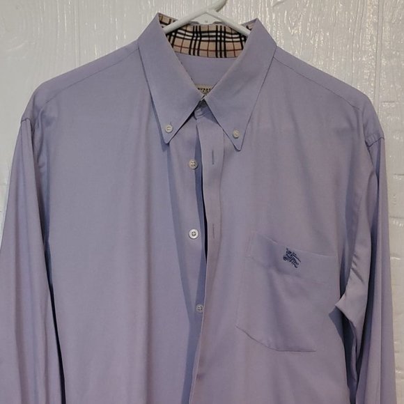 Mens Large Burberry London purple nova check trim long sleeve button shirt - Picture 1 of 7